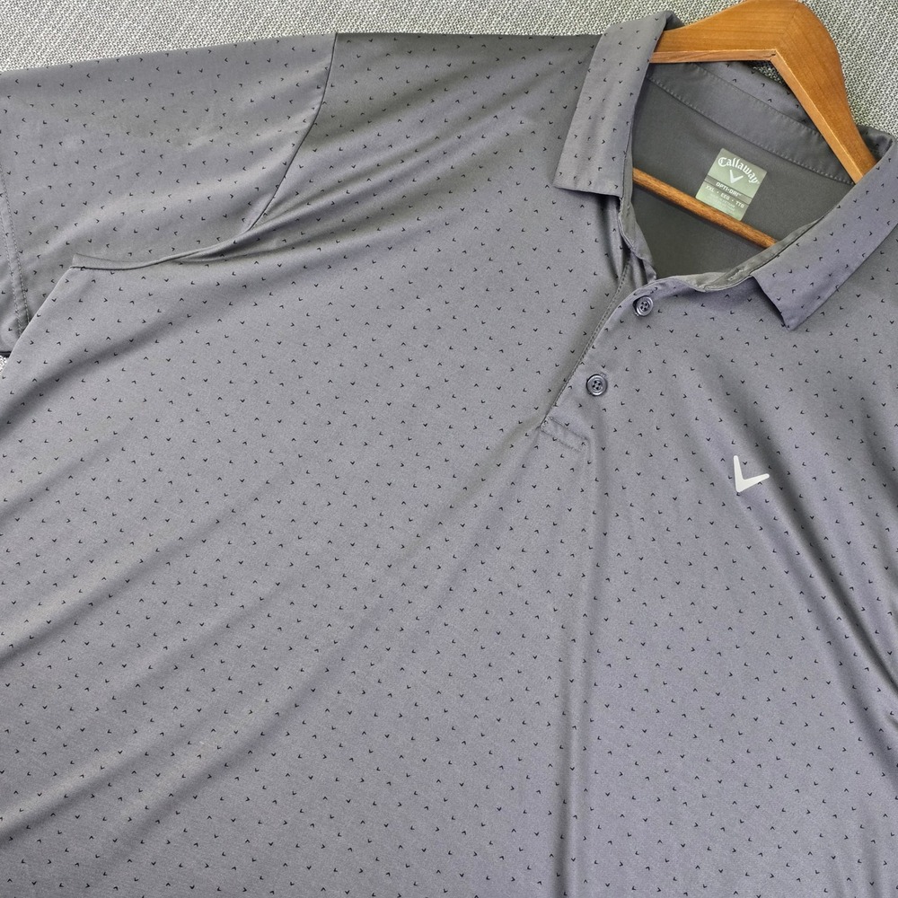 Callaway Golf Polo Shirt Mens XXL Gray Opti-Dri AOP Geometric Print Performance